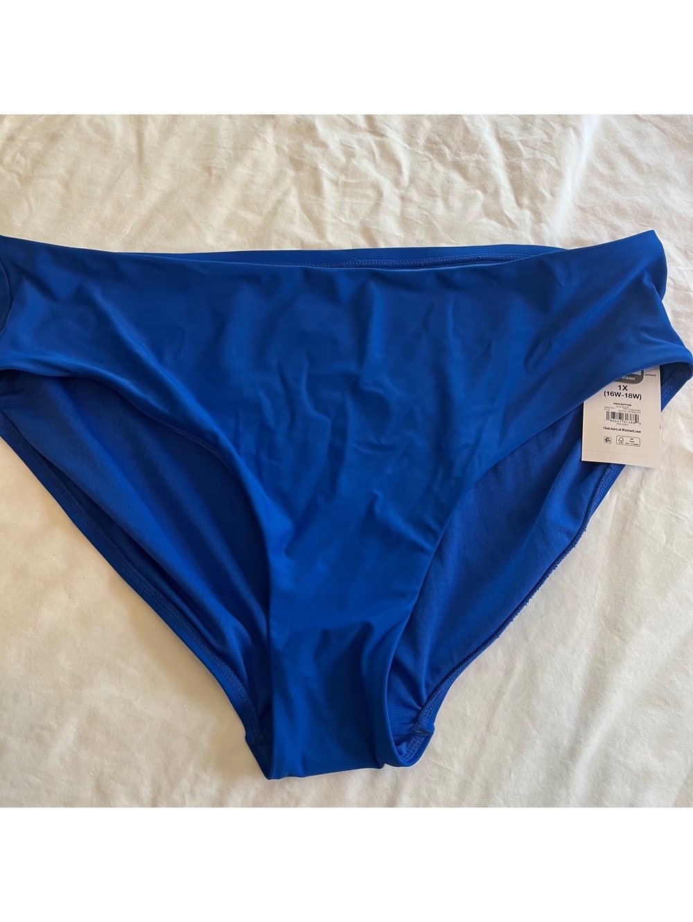 New Time and Tru Women’s Mid-Rise Bikini Bottom Royal Blue Plus Size 1X (16-18W)